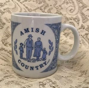 Amish Country Souvenir Coffee Mug Vintage Blue